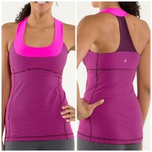 Lululemon Activewear Hot Pink Striped Tank Top